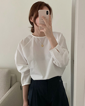 round cotton blouse (3color)
