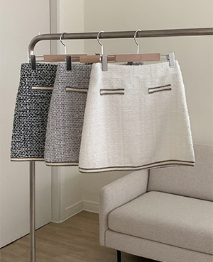 pocket tweed skirt (3color)