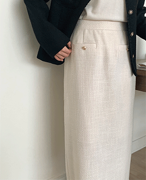 button tweed skirt (2color)