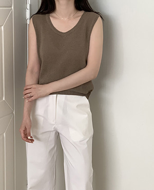 paper linen sleeveless top (2color)