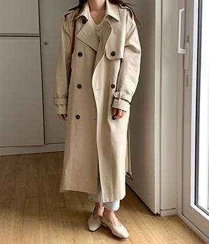 cotton double trench coat (3color)